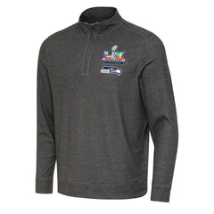 Seattle Seahawks Antigua Super Bowl LX Champions Subtle Quarter-Zip Pullover - Black Pullover
