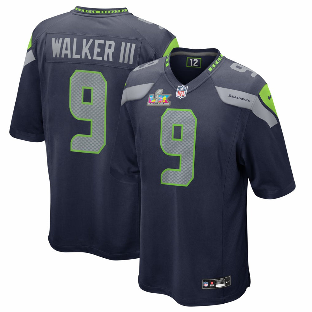 Kenneth Walker III Seattle Seahawks Super Bowl LX Patch Game Jersey - College Navy Jerseys