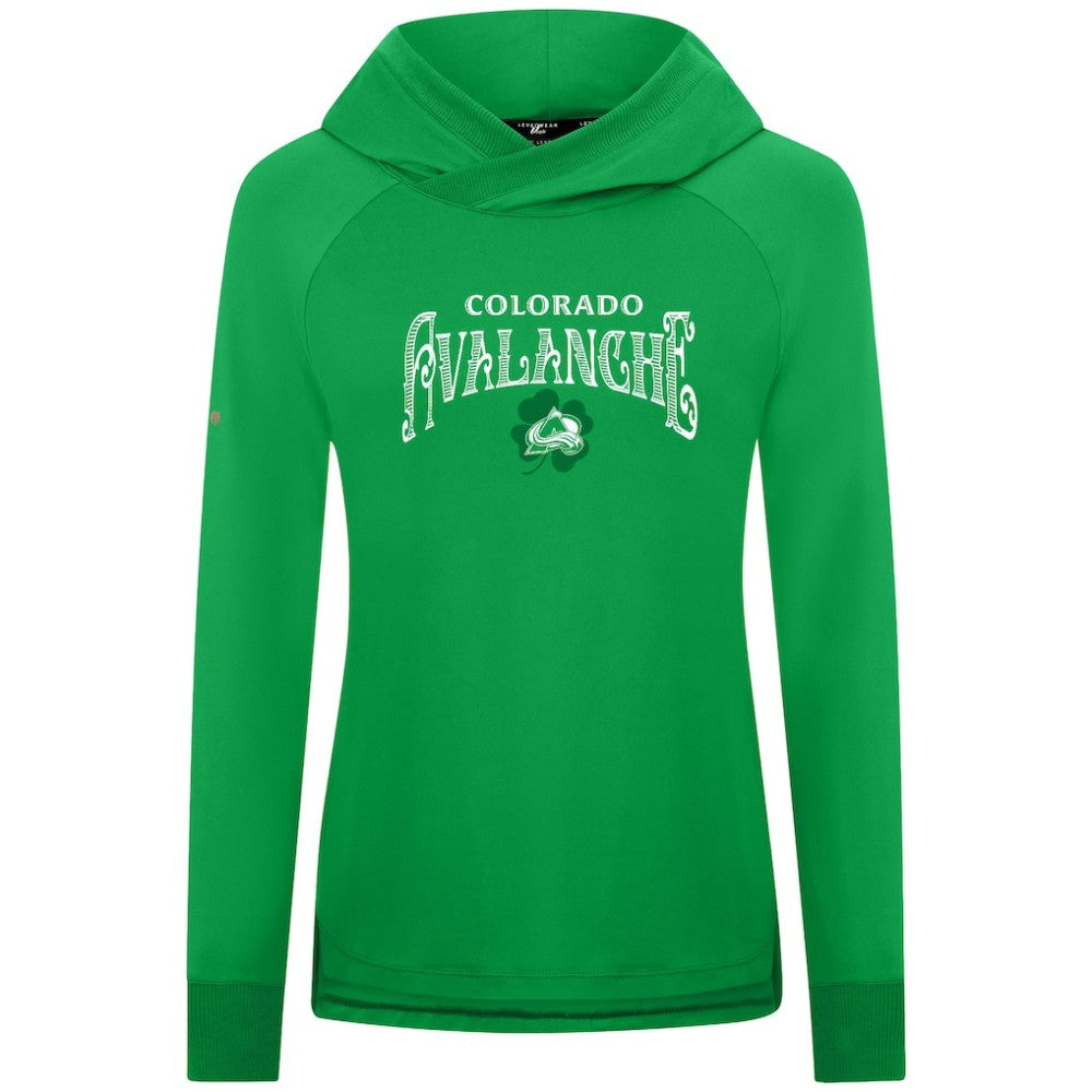 Colorado Avalanche Levelwear Women's St. Patrick's Day Slender Raglan Hoodie - Kelly Green | US 203846472