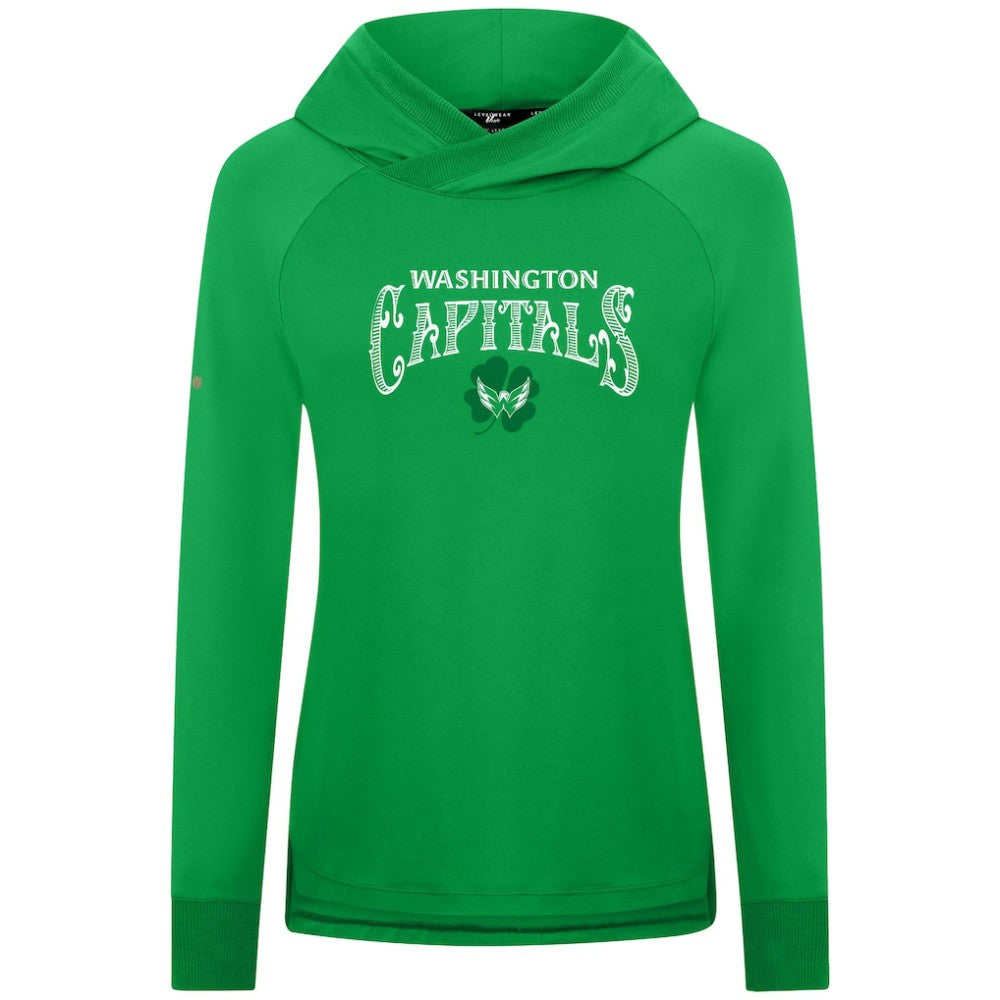 Washington Capitals Levelwear Women's St. Patrick's Day Slender Raglan Hoodie - Kelly Green | US 203846478