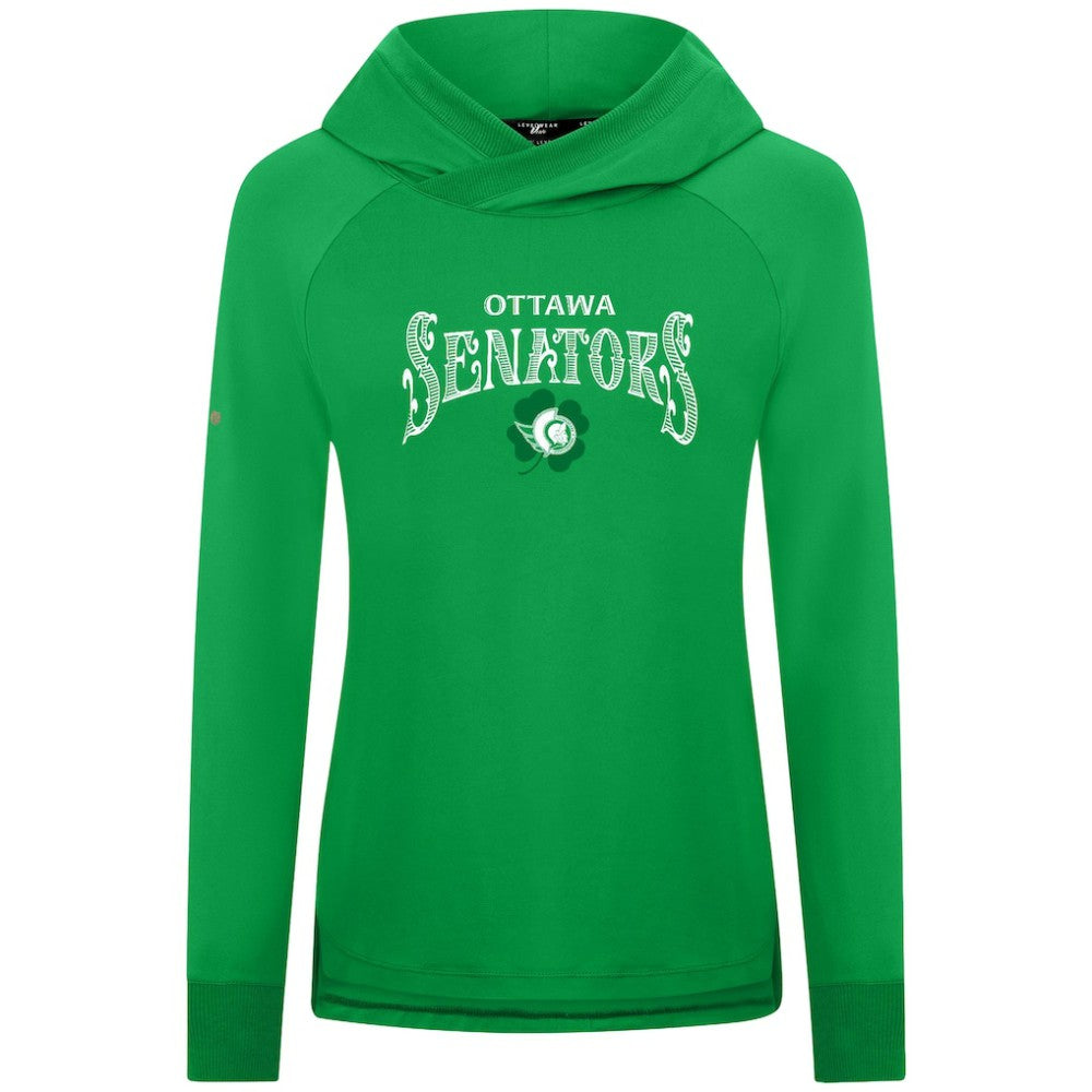 Ottawa Senators Levelwear Women's St. Patrick's Day Slender Raglan Hoodie - Kelly Green | US 203846490