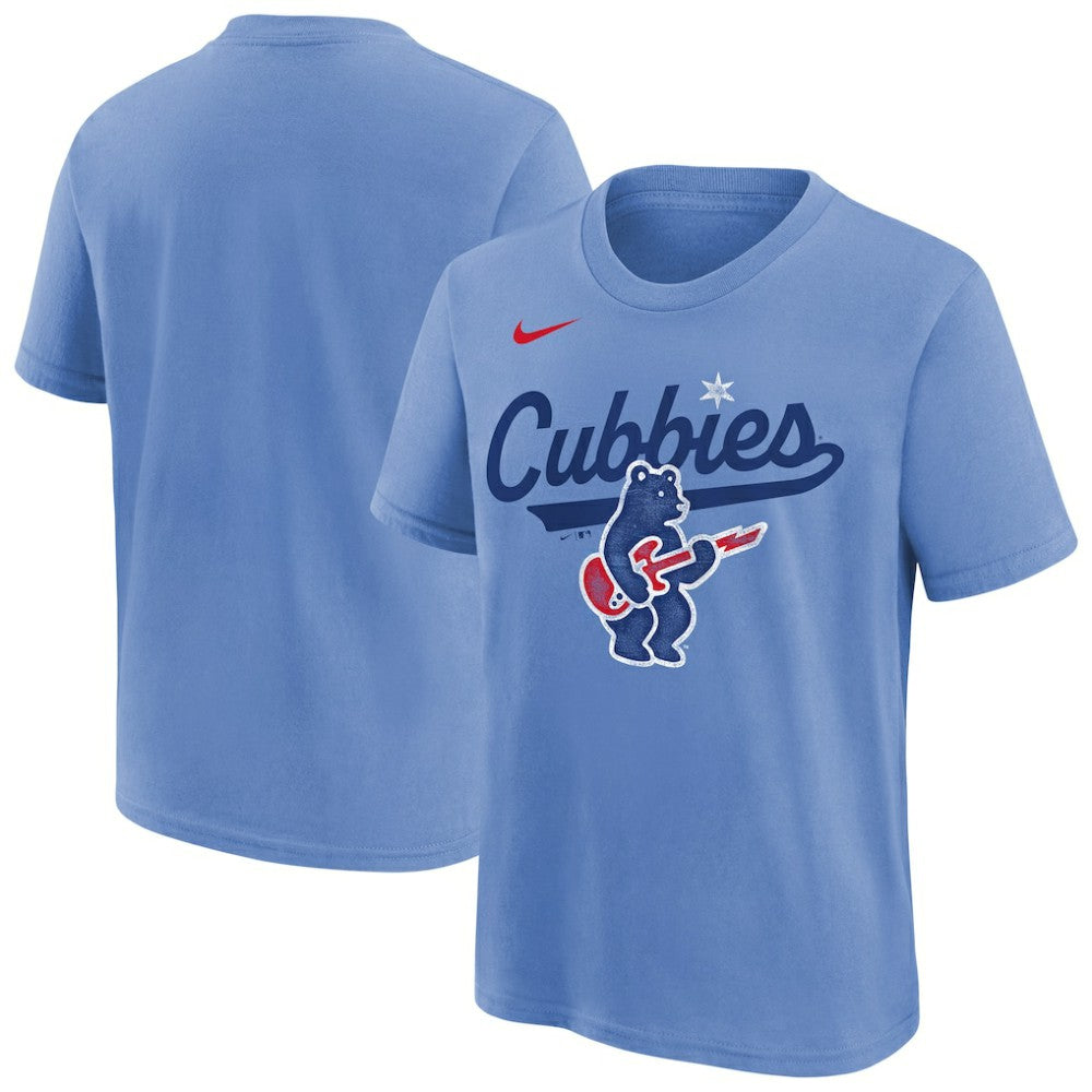 Chicago Cubs Nike Youth Electric Bear Alternate T-Shirt - Light Blue T-shirts