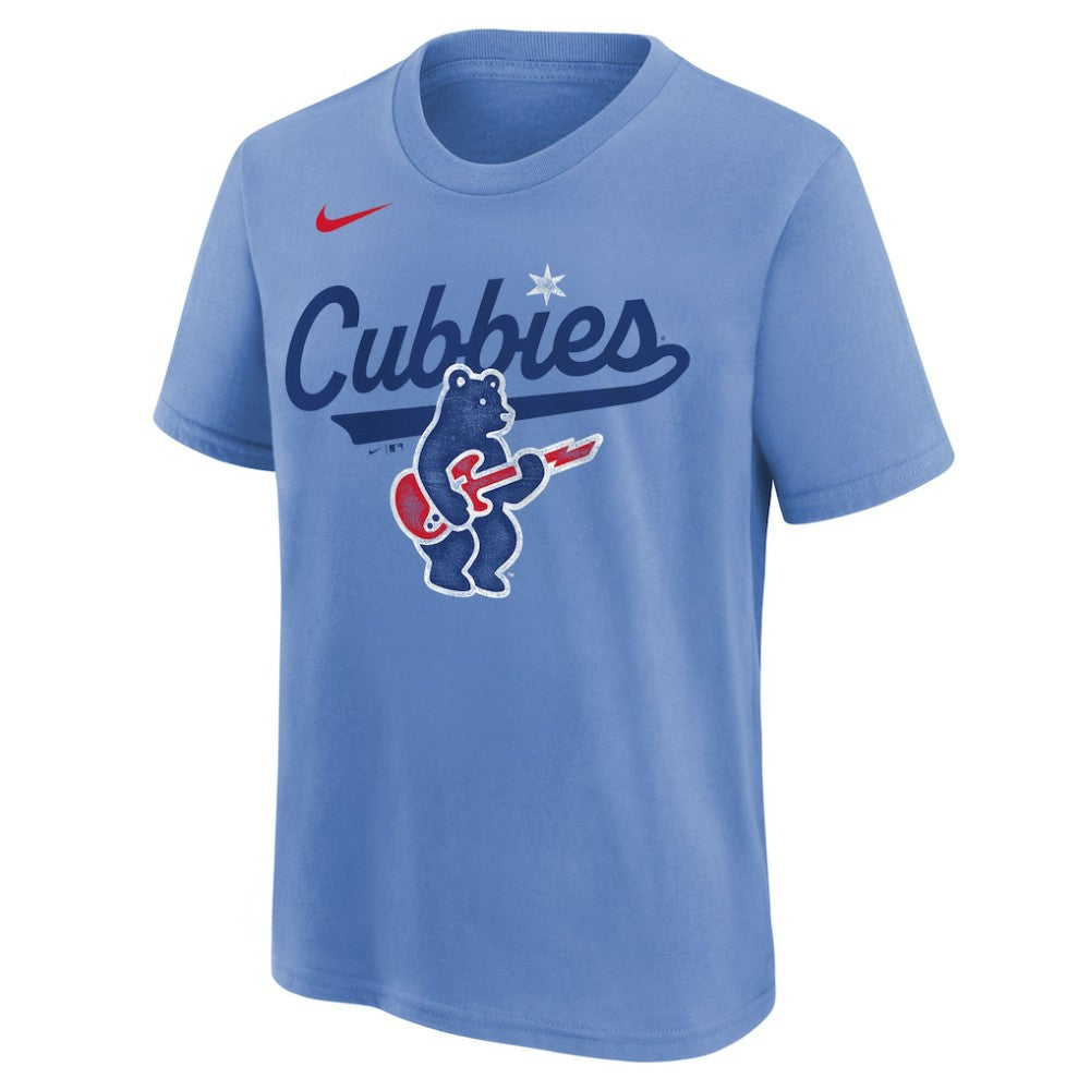 Chicago Cubs Nike Youth Electric Bear Alternate T-Shirt - Light Blue T-shirts