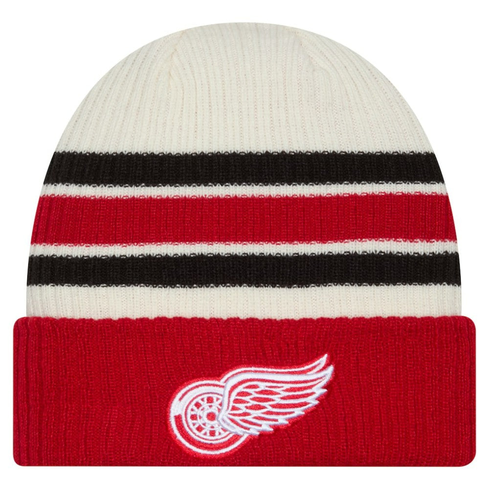 Detroit Red Wings New Era Vintage Cuffed Knit Hat - Cream/Red | US 203847666