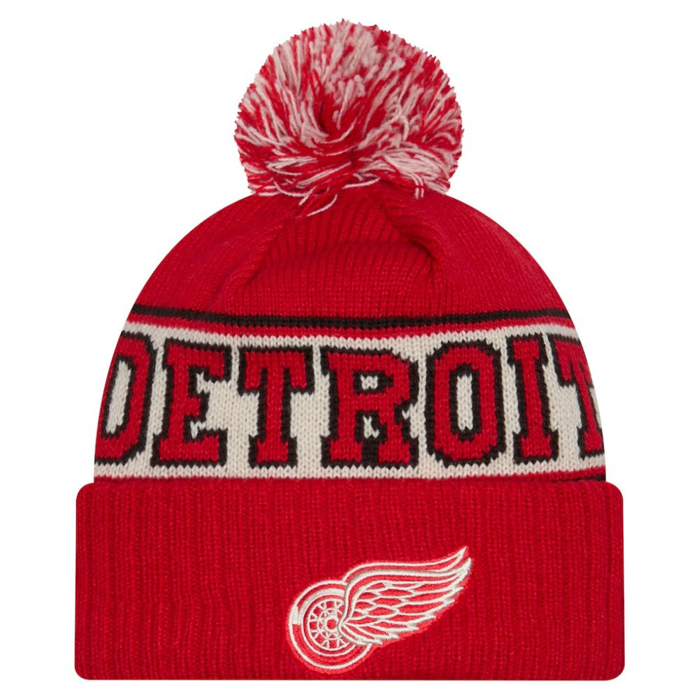 Detroit Red Wings New Era Retro Cuffed Knit Hat with Pom - Red | US 203847679