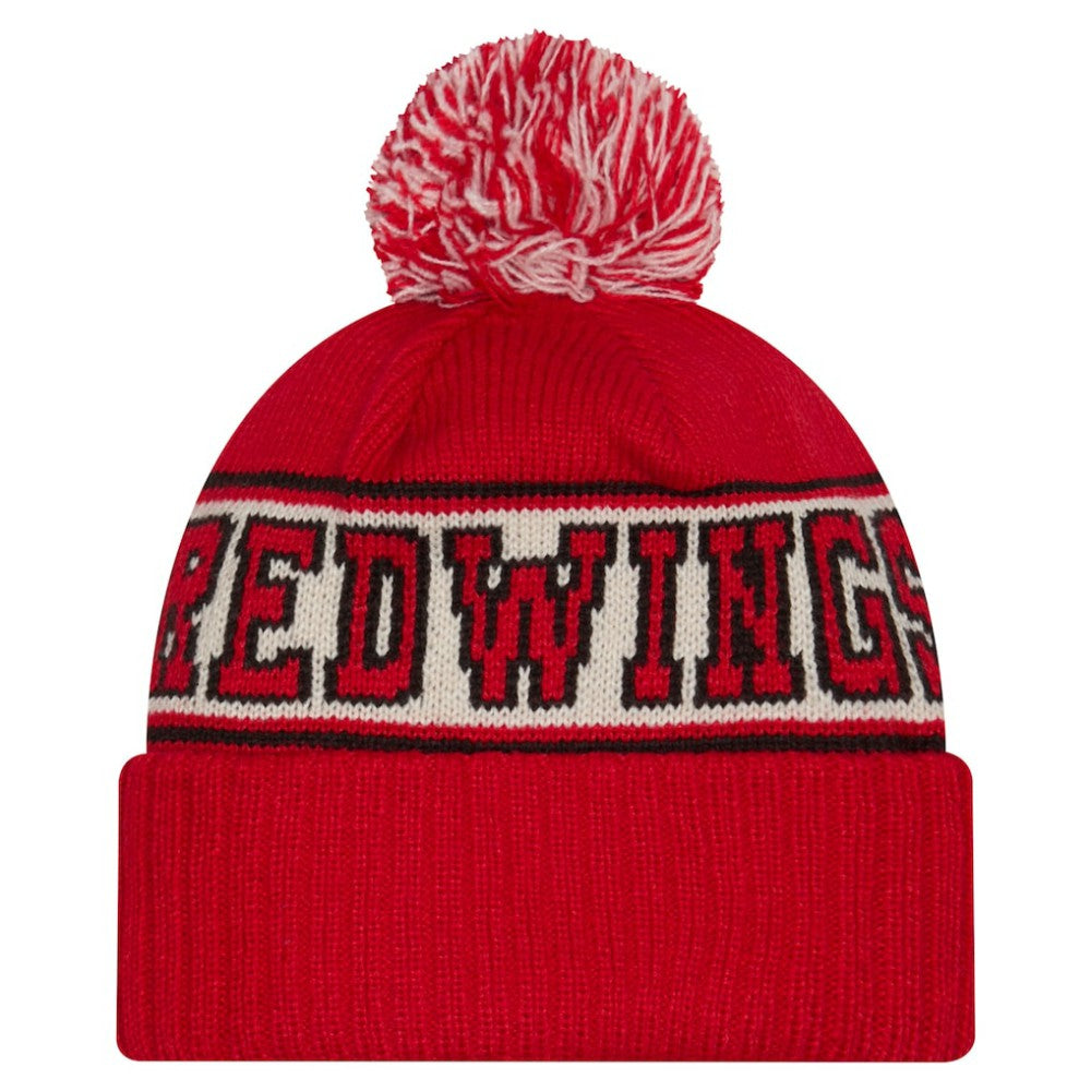 Detroit Red Wings New Era Retro Cuffed Knit Hat with Pom - Red | US 203847679