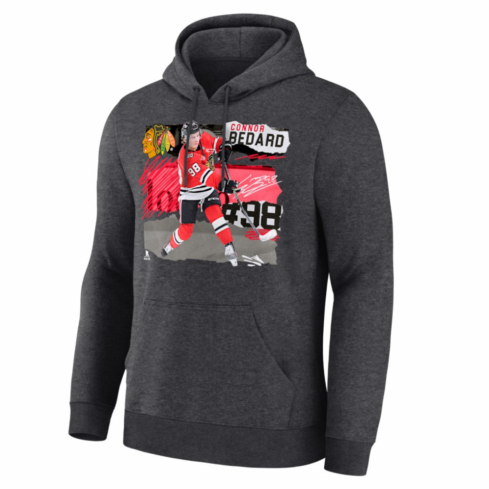 Connor Bedard Chicago Blackhawks Fresh Ice Hoodie - Charcoal | US 203847710