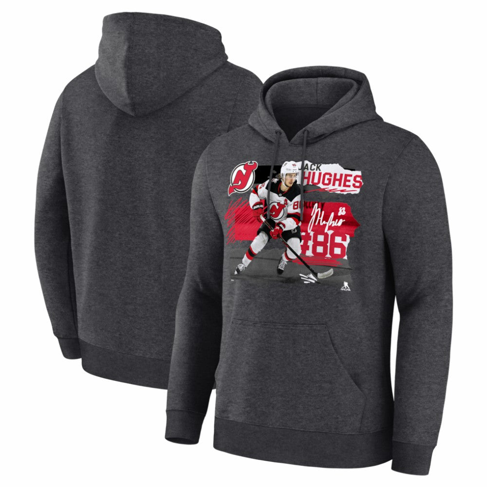 Jack Hughes New Jersey Devils Fresh Ice Hoodie - Charcoal | US 203847714