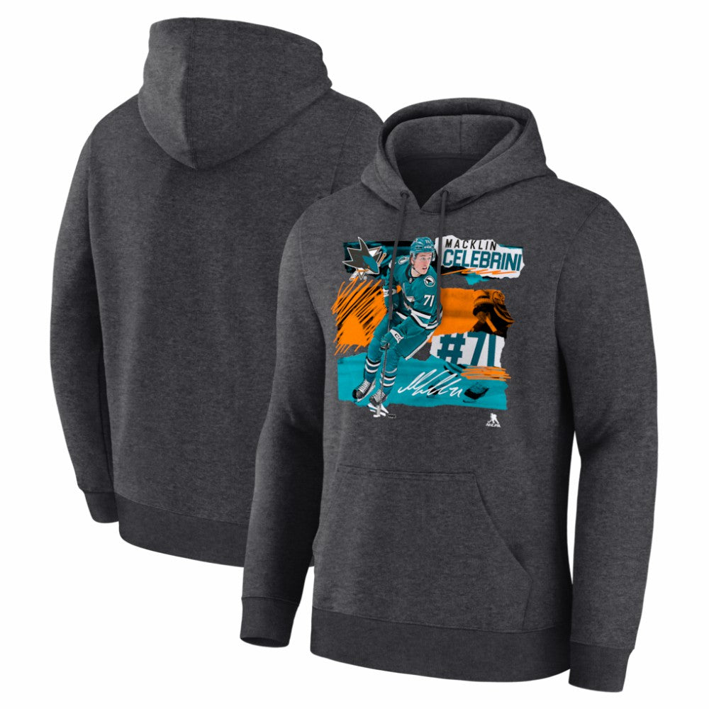 Macklin Celebrini San Jose Sharks Fresh Ice Hoodie - Charcoal | US 203847718