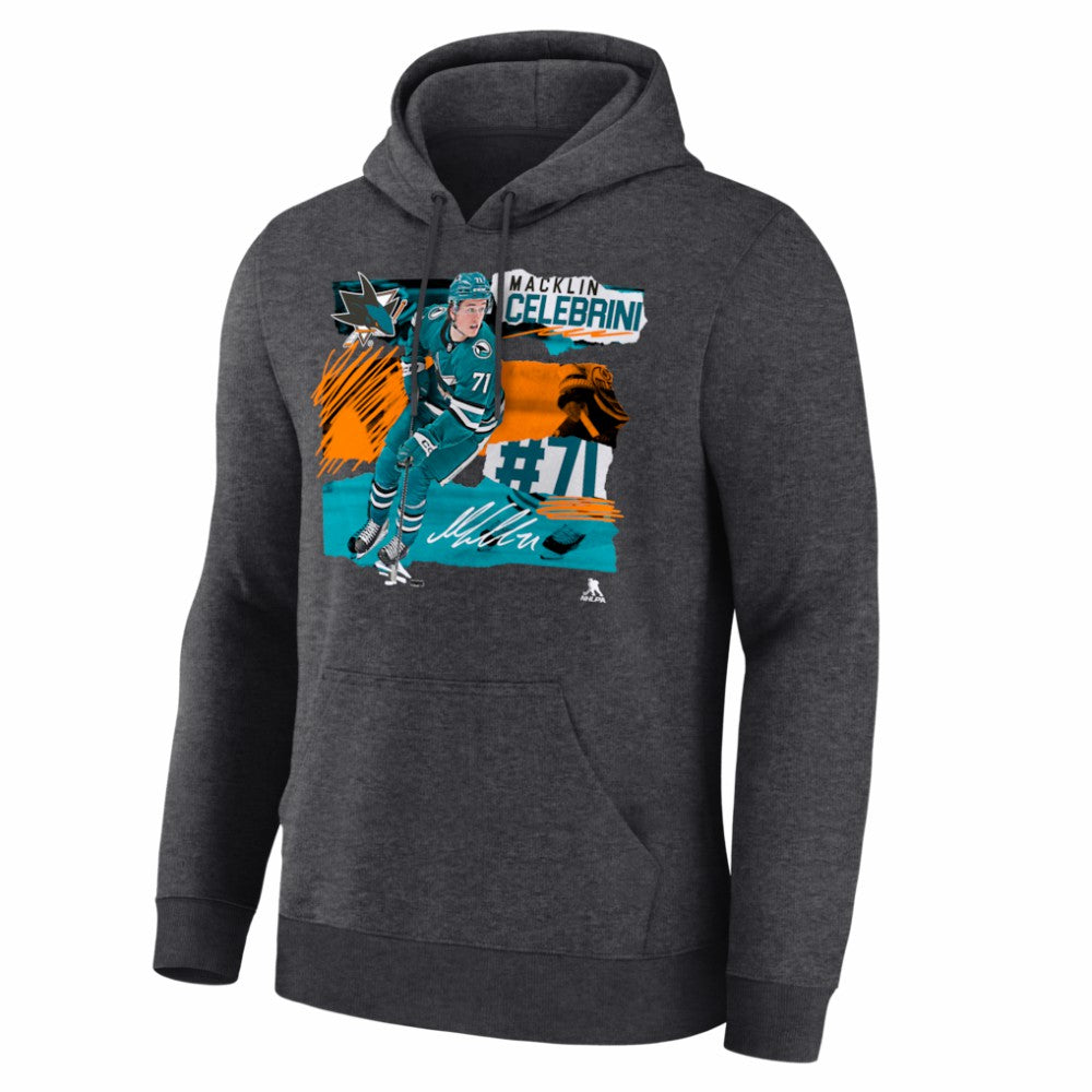Macklin Celebrini San Jose Sharks Fresh Ice Hoodie - Charcoal | US 203847718