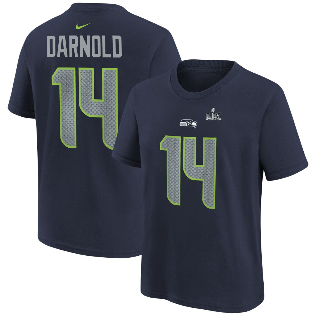 Sam Darnold Seattle Seahawks Youth Super Bowl LX Name & Number T-Shirt - College Navy T-shirts