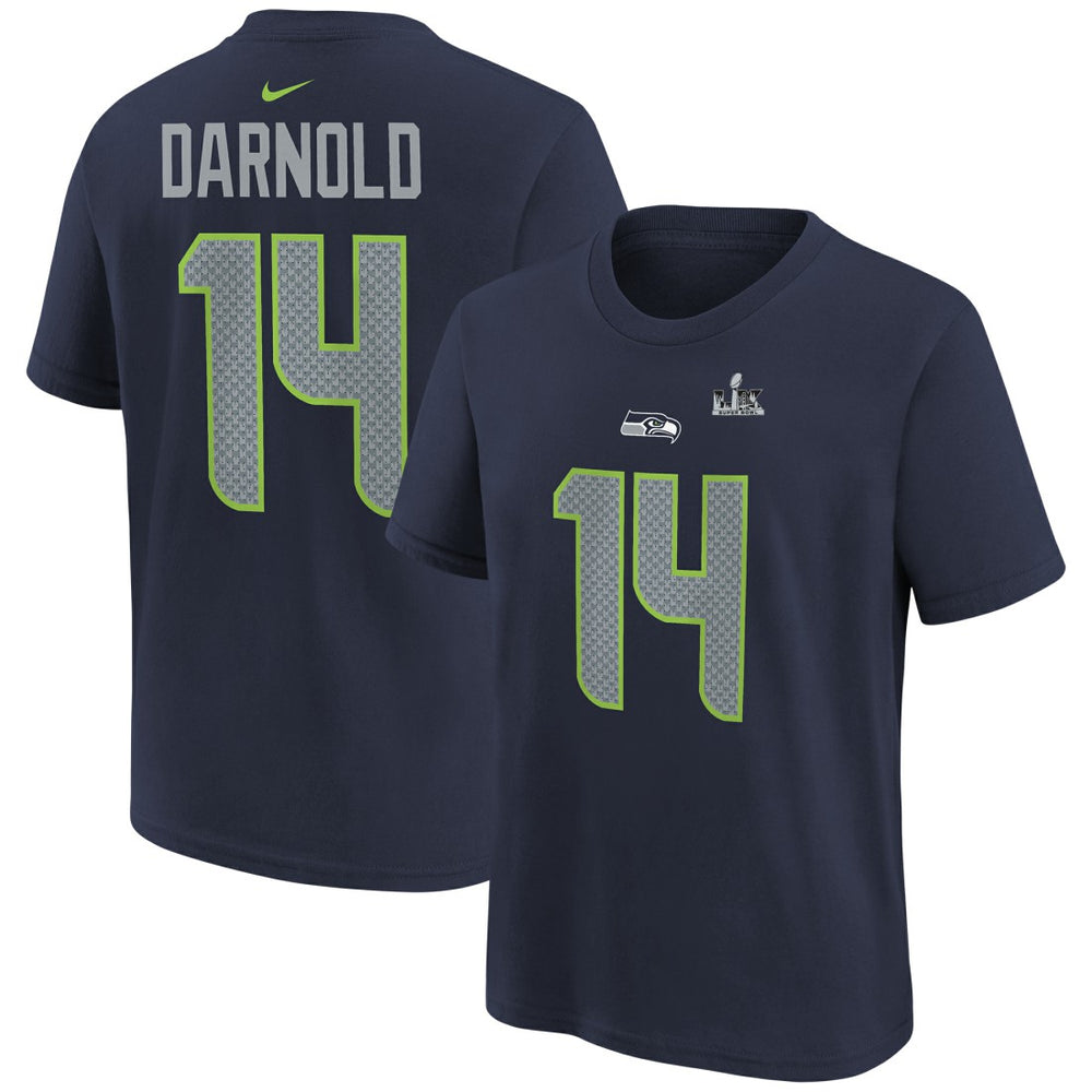 Sam Darnold Seattle Seahawks Youth Super Bowl LX Name & Number T-Shirt - College Navy T-shirts
