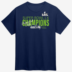 Seattle Seahawks Super Bowl LX Champions Big & Tall Autograph Signing Roster T-Shirt - College Navy T-shirts
