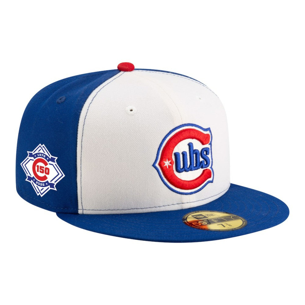 Chicago Cubs New Era 150th Anniversary 59FIFTY Fitted Hat - White/Royal Hats
