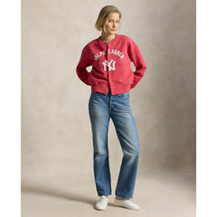 Yankees Polo Ralph Lauren Women's Seasonal Knit Full-Snap Cardigan - Red