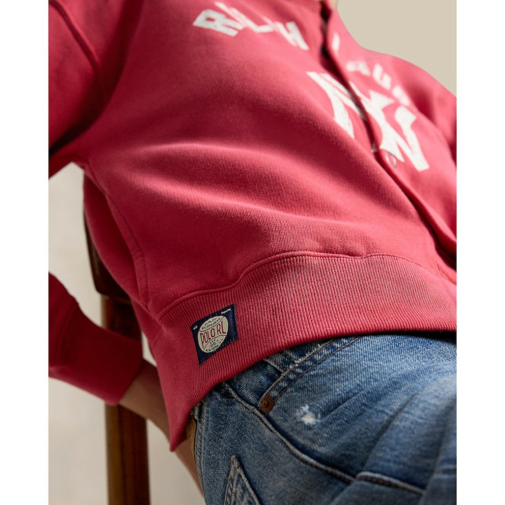 Yankees Polo Ralph Lauren Women's Seasonal Knit Full-Snap Cardigan - Red