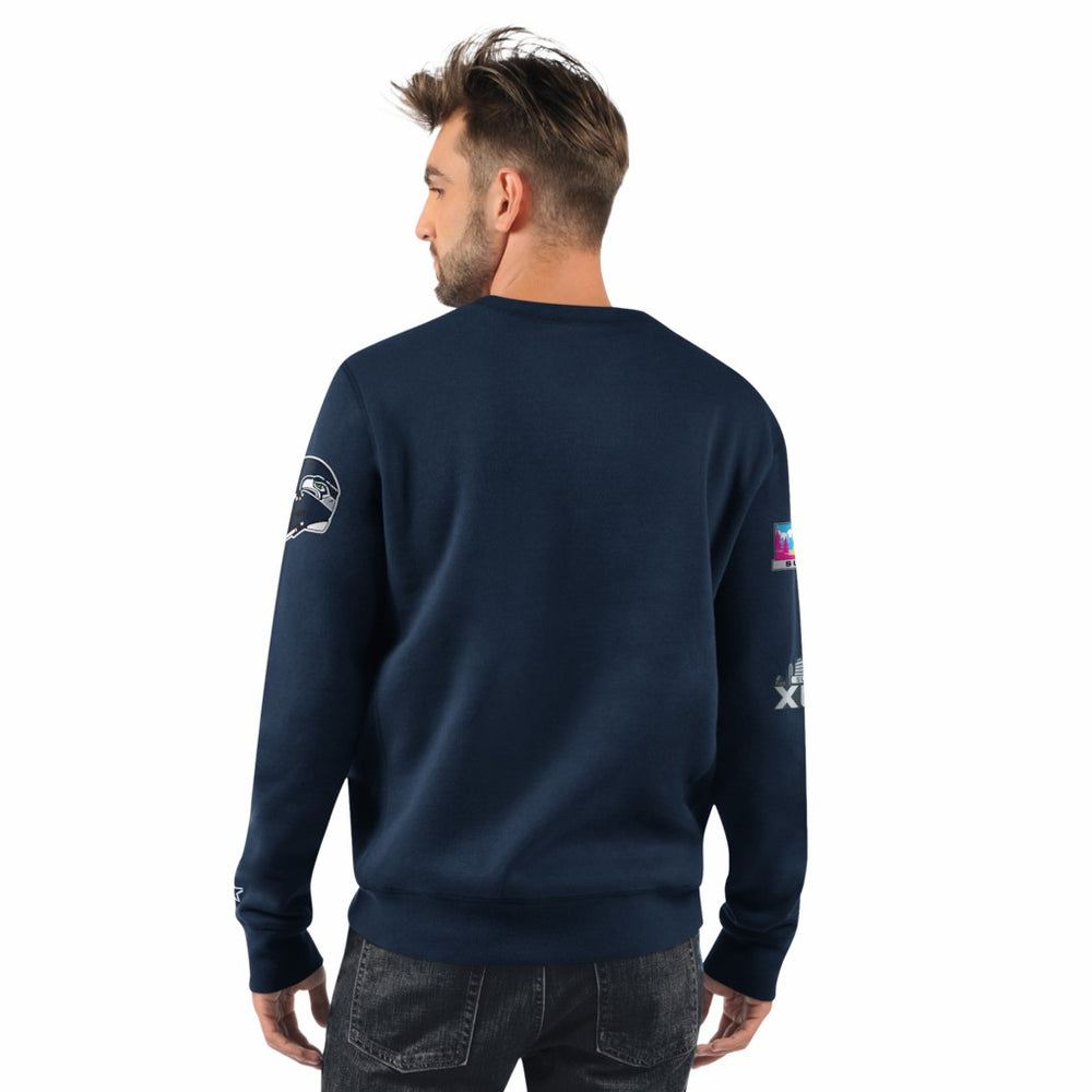 Seattle Seahawks Starter Two-Time Super Bowl Champions Classic Fleece Sweatshirt - College Navy Sweatshirts