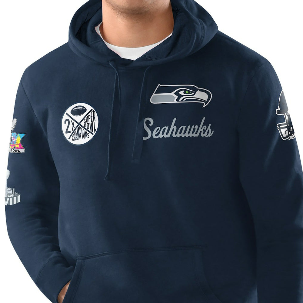 Seattle Seahawks Starter Two-Time Super Bowl Champions Classic Fleece Hoodie - College Navy Hoodies
