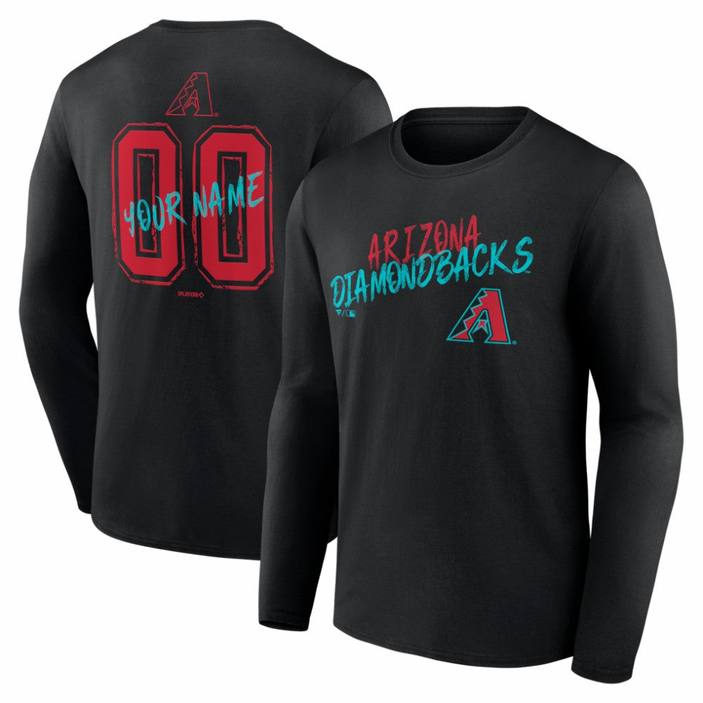 Arizona Diamondbacks  Hustle Personalized Name & Number Long Sleeve T-Shirt - Black T-shirts