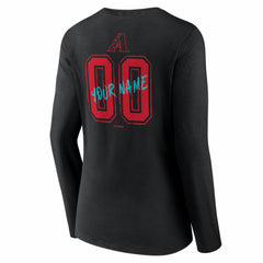 Arizona Diamondbacks Women's Hustle Personalized Name & Number Long Sleeve V-Neck T-Shirt - Black T-shirts