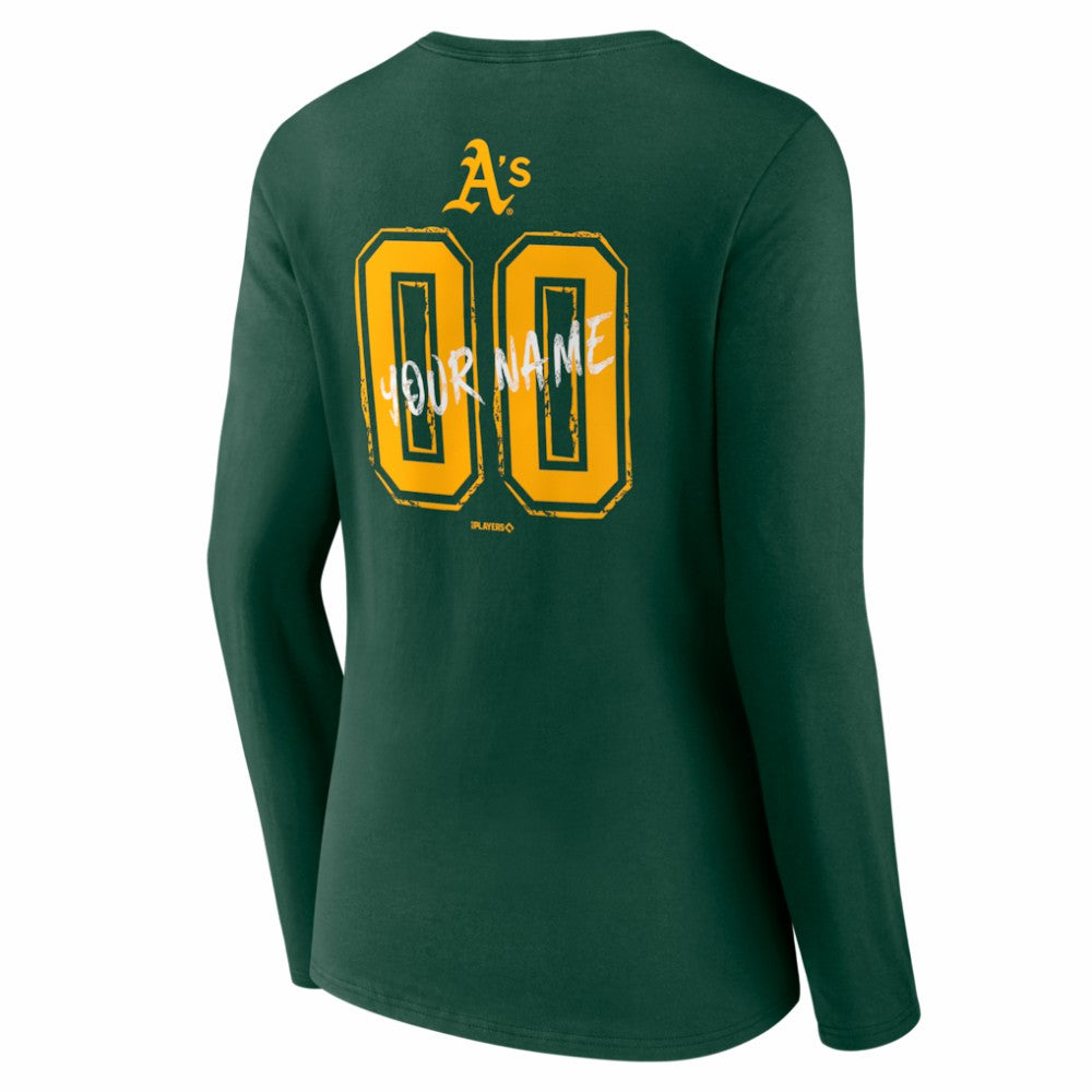 Athletics Women's Hustle Personalized Name & Number Long Sleeve V-Neck T-Shirt - Green T-shirts