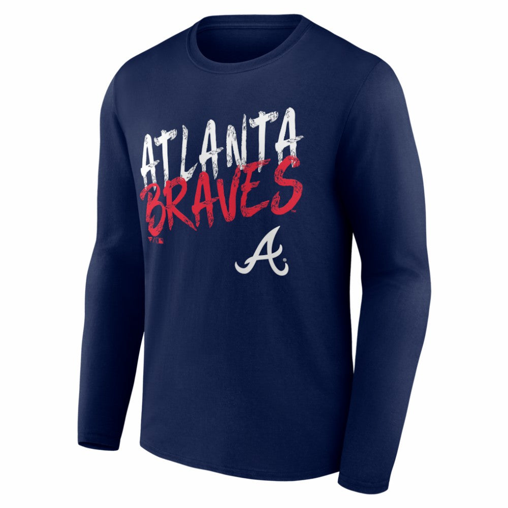 Atlanta Braves  Hustle Personalized Name & Number Long Sleeve T-Shirt - Navy T-shirts