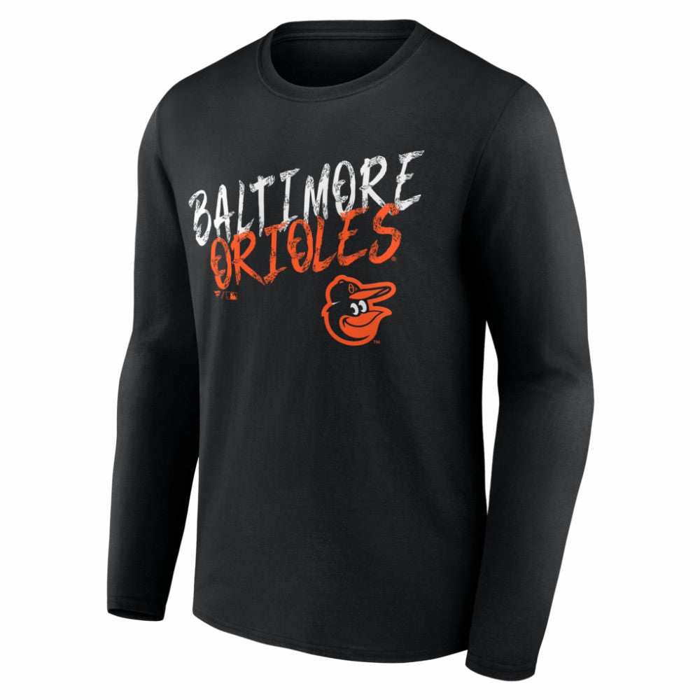 Baltimore Orioles  Hustle Personalized Name & Number Long Sleeve T-Shirt - Black T-shirts