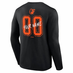 Baltimore Orioles  Hustle Personalized Name & Number Long Sleeve T-Shirt - Black T-shirts