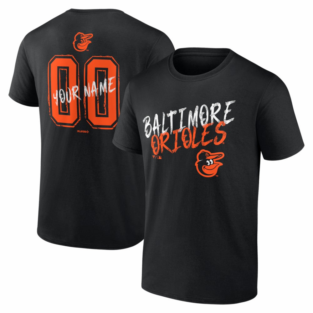 Baltimore Orioles  Hustle Personalized Name & Number T-Shirt - Black T-shirts