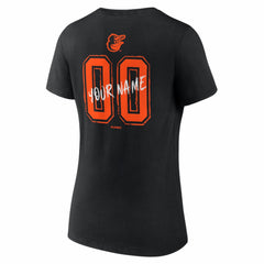 Baltimore Orioles Women's Hustle Personalized Name & Number V-Neck T-Shirt - Black T-shirts