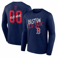 Boston Red Sox  Hustle Personalized Name & Number Long Sleeve T-Shirt - Navy T-shirts