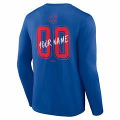Chicago Cubs  Hustle Personalized Name & Number Long Sleeve T-Shirt - Royal T-shirts