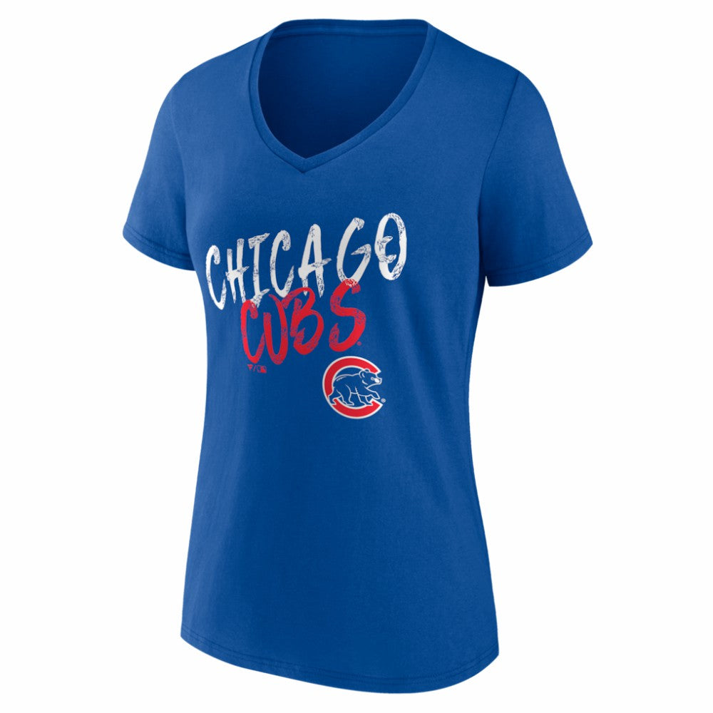 Chicago Cubs Women's Hustle Personalized Name & Number V-Neck T-Shirt - Royal T-shirts