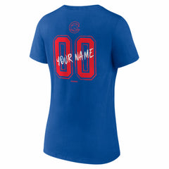 Chicago Cubs Women's Hustle Personalized Name & Number V-Neck T-Shirt - Royal T-shirts