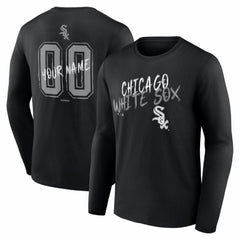 Chicago White Sox  Hustle Personalized Name & Number Long Sleeve T-Shirt - Black T-shirts