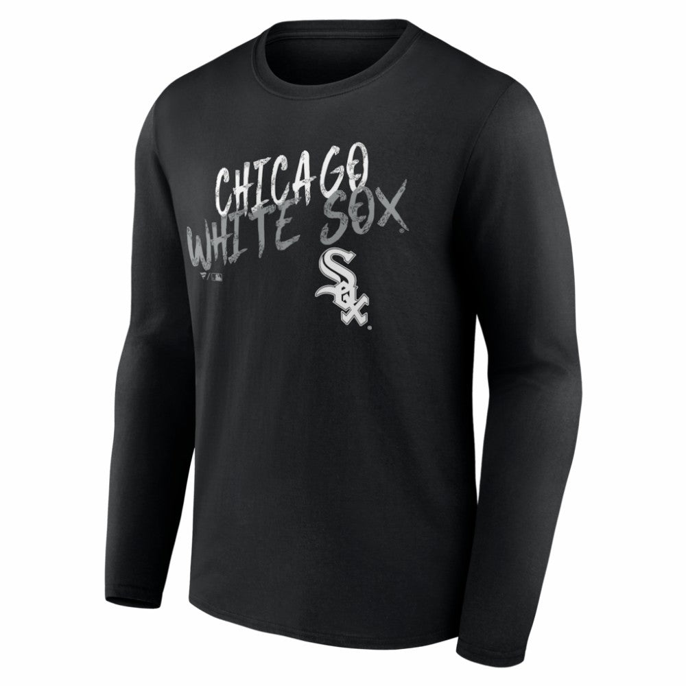 Chicago White Sox  Hustle Personalized Name & Number Long Sleeve T-Shirt - Black T-shirts
