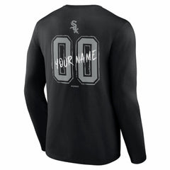 Chicago White Sox  Hustle Personalized Name & Number Long Sleeve T-Shirt - Black T-shirts