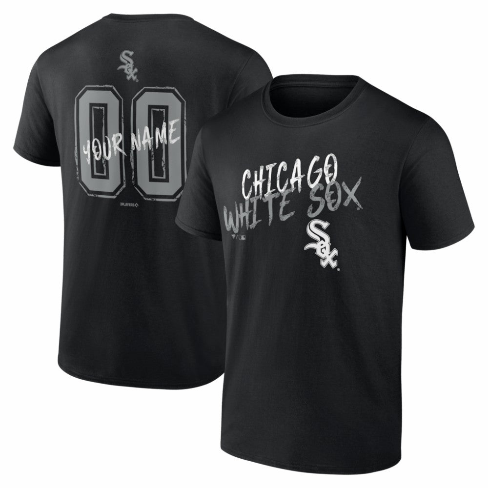 Chicago White Sox  Hustle Personalized Name & Number T-Shirt - Black T-shirts