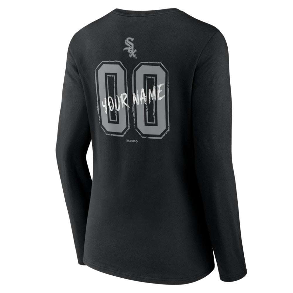 Chicago White Sox Women's Hustle Personalized Name & Number Long Sleeve V-Neck T-Shirt - Black T-shirts