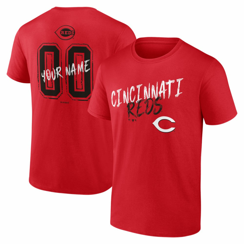Cincinnati Reds  Hustle Personalized Name & Number T-Shirt - Red T-shirts