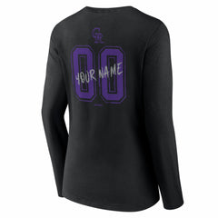 Colorado Rockies Women's Hustle Personalized Name & Number Long Sleeve V-Neck T-Shirt - Black T-shirts