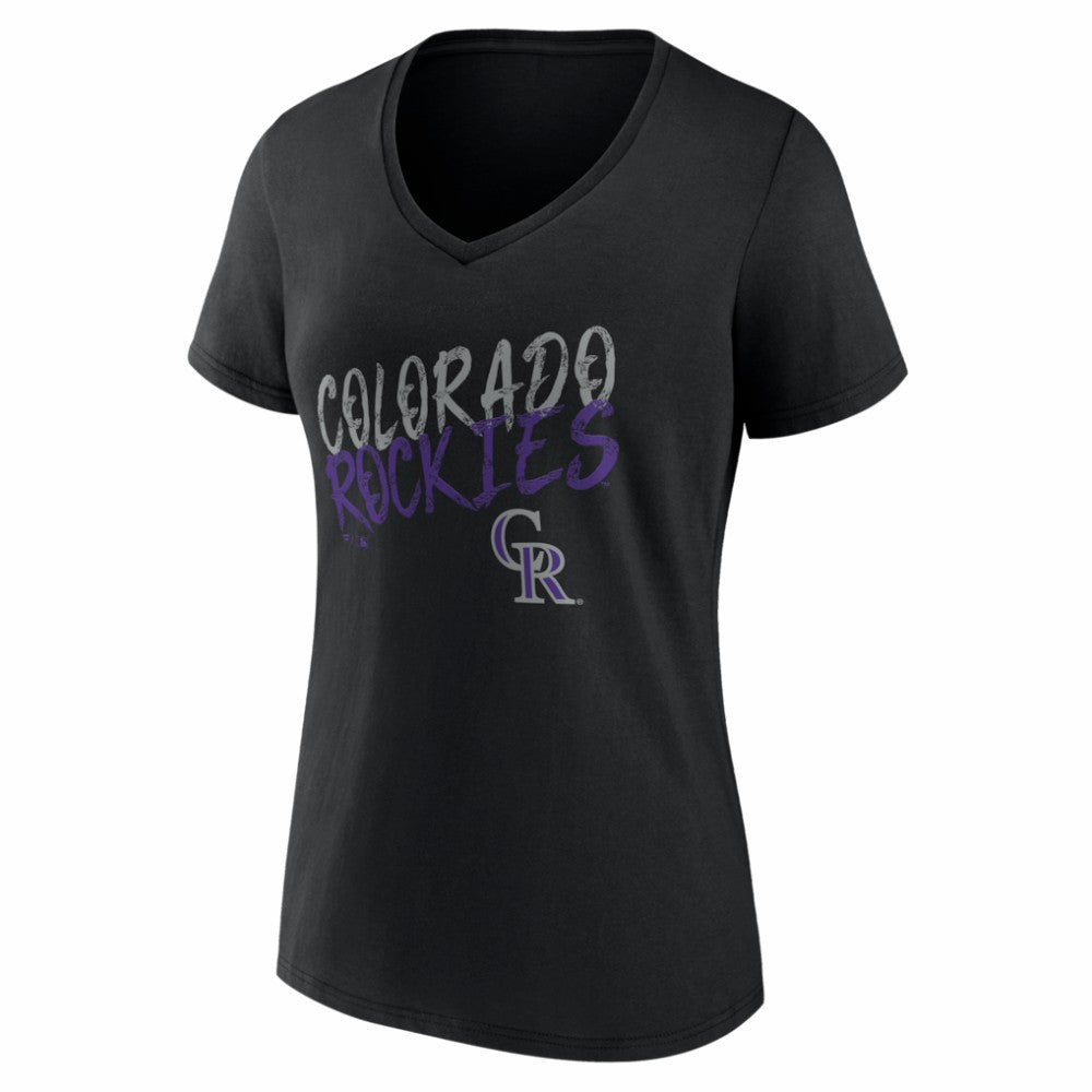 Colorado Rockies Women's Hustle Personalized Name & Number V-Neck T-Shirt - Black T-shirts