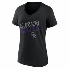 Colorado Rockies Women's Hustle Personalized Name & Number V-Neck T-Shirt - Black T-shirts