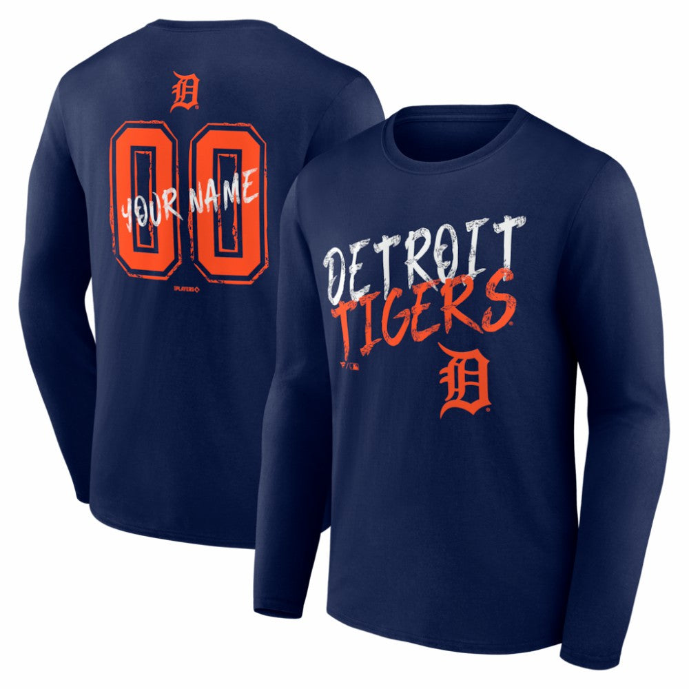 Detroit Tigers  Hustle Personalized Name & Number Long Sleeve T-Shirt - Navy T-shirts