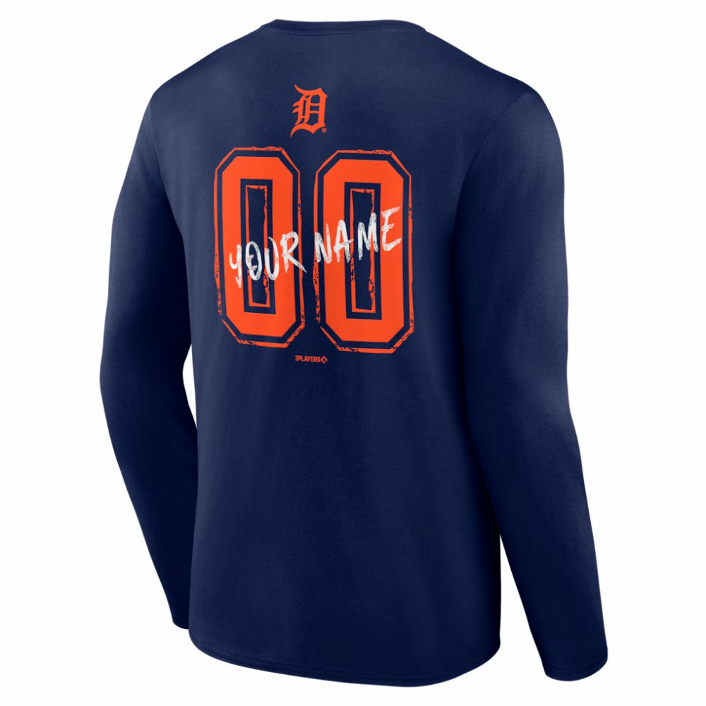 Detroit Tigers  Hustle Personalized Name & Number Long Sleeve T-Shirt - Navy T-shirts