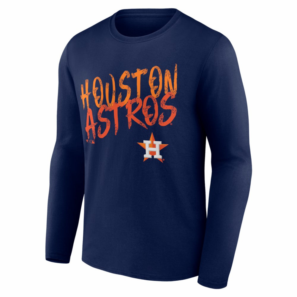 Houston Astros  Hustle Personalized Name & Number Long Sleeve T-Shirt - Navy T-shirts