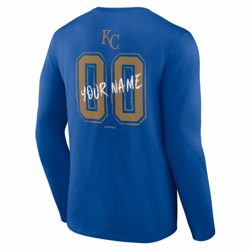Kansas City Royals  Hustle Personalized Name & Number Long Sleeve T-Shirt - Royal T-shirts