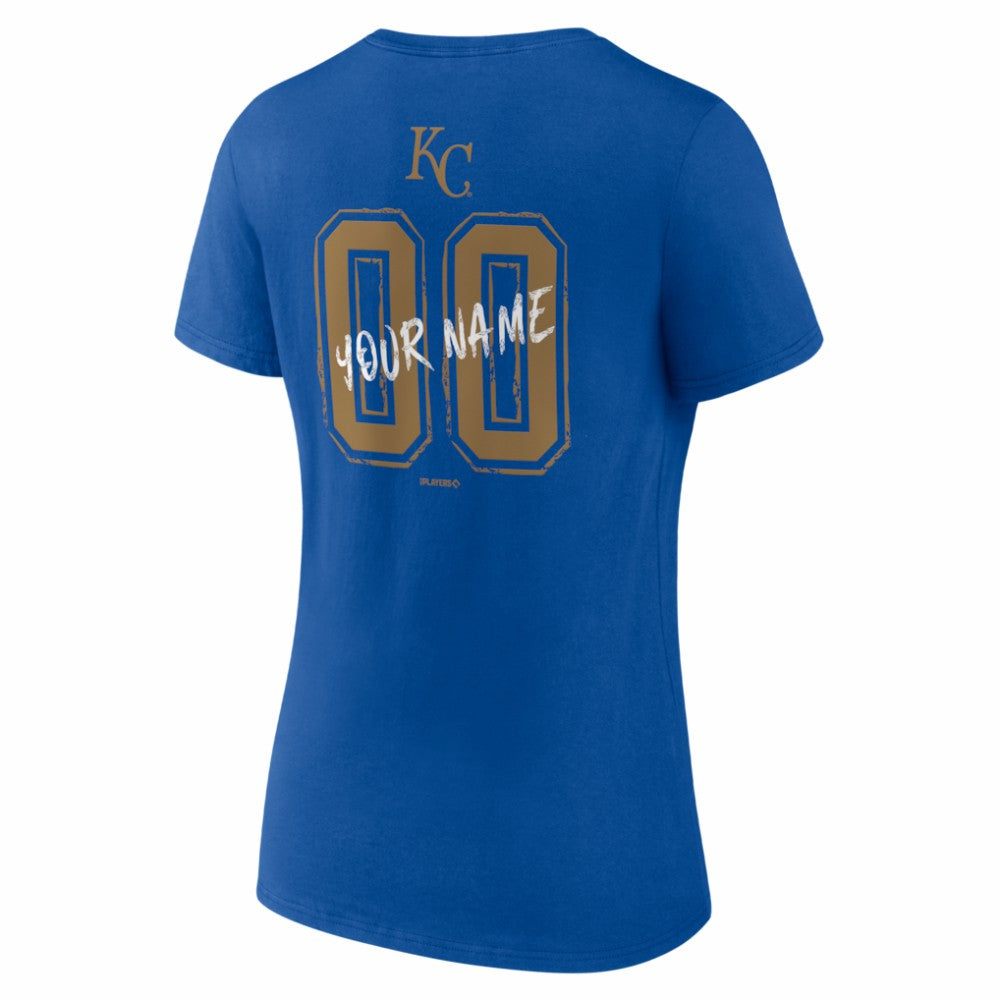 Kansas City Royals Women's Hustle Personalized Name & Number V-Neck T-Shirt - Royal T-shirts