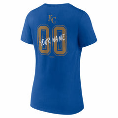 Kansas City Royals Women's Hustle Personalized Name & Number V-Neck T-Shirt - Royal T-shirts