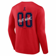 Los Angeles Angels  Hustle Personalized Name & Number Long Sleeve T-Shirt - Red T-shirts